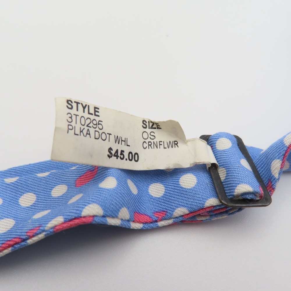 Vineyard Vines Bow Tie Blue Polka Dot Whale 2" Wide Pre Tied Silk Boys NEW - Picture 3 of 5